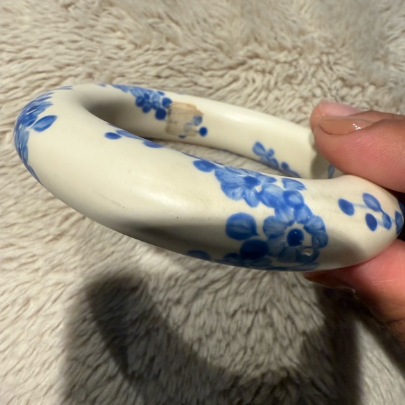 Royal Copenhagen Style Blue Porcelain Bracelet‎ Bangle 8” - Picture 2 of 5